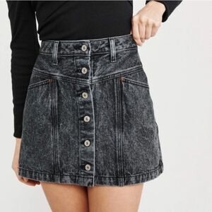 Abercrombie & Fitch Black Button Down‎ Denim Skirt Size 0